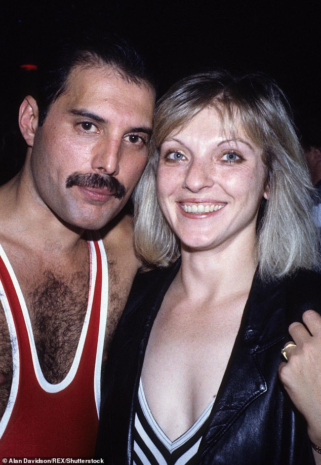 Freddie Mercury marks his 38th birthday with his ex-fiancee Mary Austin, at his party on September 5 1984, after a Wembley Arena concert in London