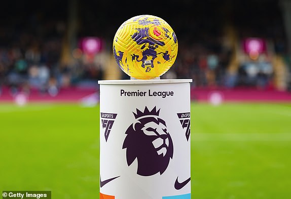 BURNLEY, ENGLAND - FEBRUARY 17: General view of the Premier League ball plinth holding the Nike Flight 2024 winter match ball prior to the Premier League match between Burnley FC and Arsenal FC at Turf Moor on February 17, 2024 in Burnley, England. (Photo by Matt McNulty/Getty Images)