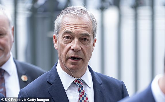 LONDON, ENGLAND - MAY 8: Nigel Farage attends the thanksgiving service to mark The 80th anniversary of VE Day at Westminster Abbey on May 8, 2025 in London, England. The King and Queen, joined by Members of the Royal Family, will take part in events from May 5th to May 8th to commemorate the 80th Anniversary of VE Day, which signalled the end of the Second World War in Europe. (Photo by Mark Cuthbert/UK Press via Getty Images)