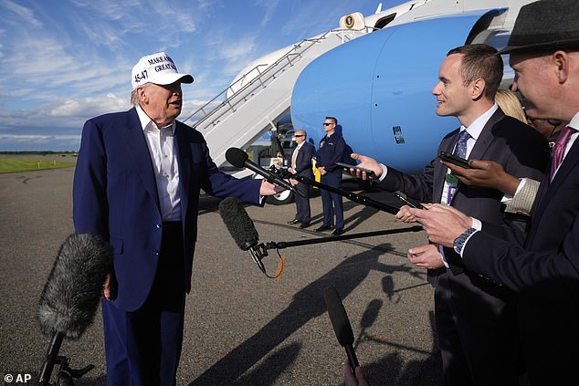 President Donald Trump stopped and talked to reporters on his way to Air Force One Sunday night and went on a tirade about Russian President Vladimir Putin, after the Russians aimed hundreds of drones at Ukraine over the weekend