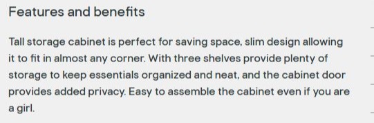 Screenshot of a product page for a bamboo bathroom cabinet.