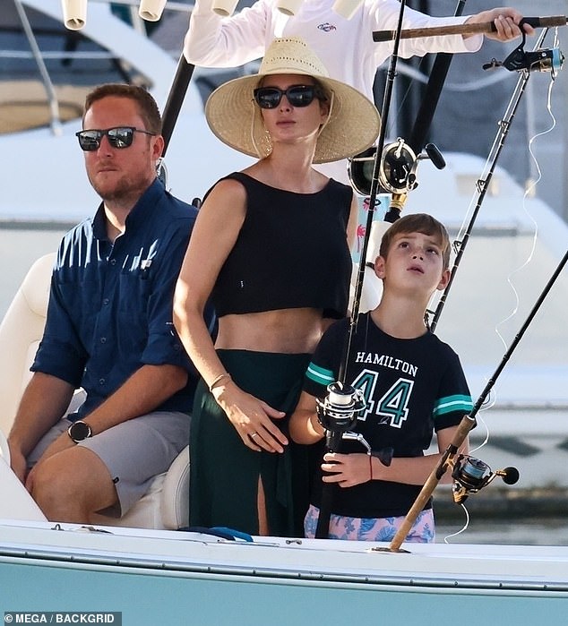 She shared a sweet moment with Theo as he attempted to reel in a fish