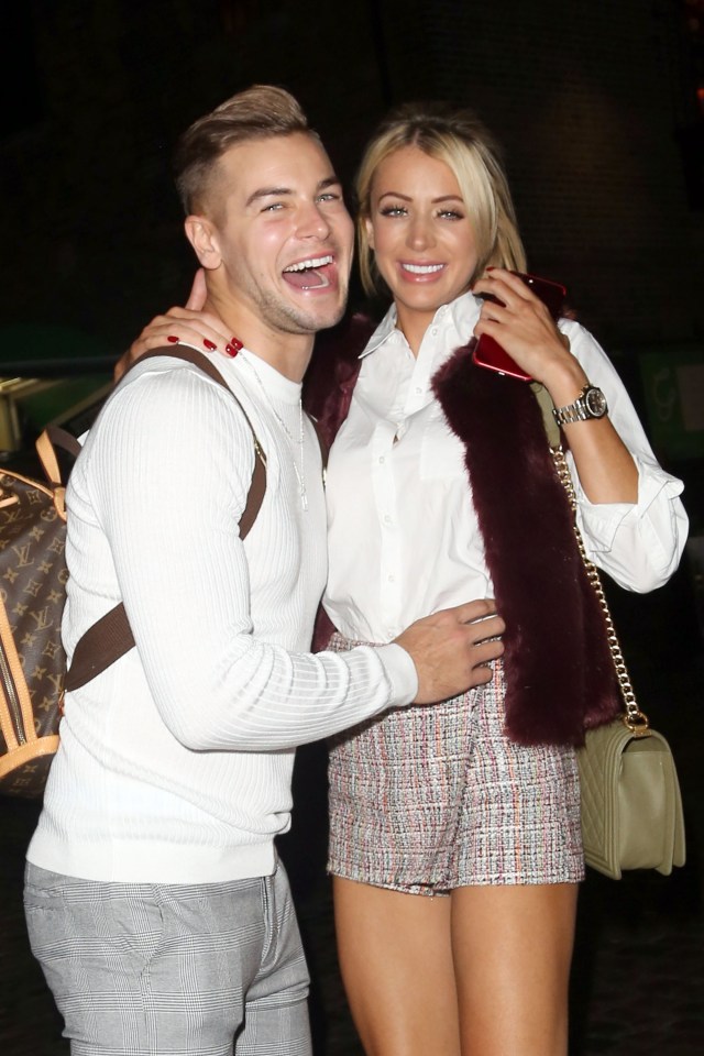 Chris Hughes and Olivia Attwood leaving a restaurant.
