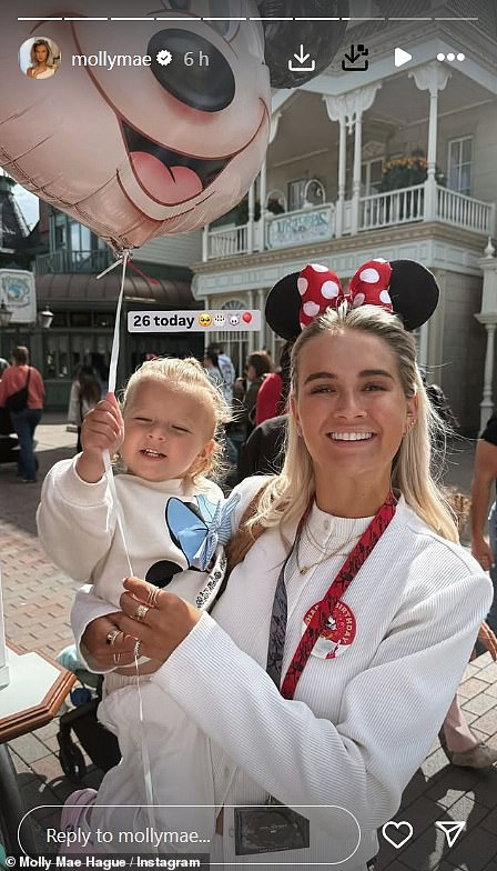 The influencer took to Instagram to share a glimpse into their family trip with daughter Bambi, two, as she marked her birthday at the theme park