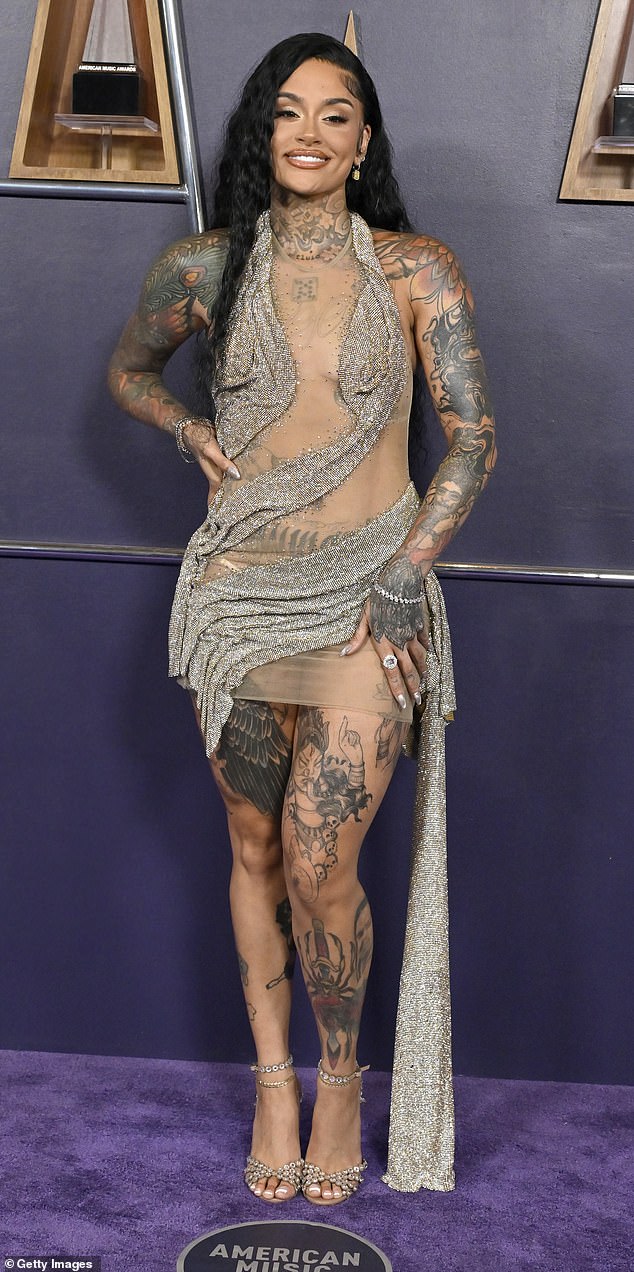 Kehlani risked a wardrobe malfunction and left very little to imagination in her sheer gown. It came with a skimpy piece of fabric that wrapped around her and covered her assets