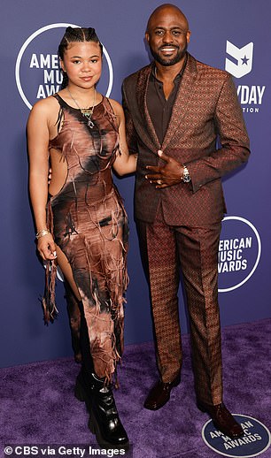 The actor and comedian was joined by his daughter Maile Masako for the event who donned an edgy brown and black-colored dress