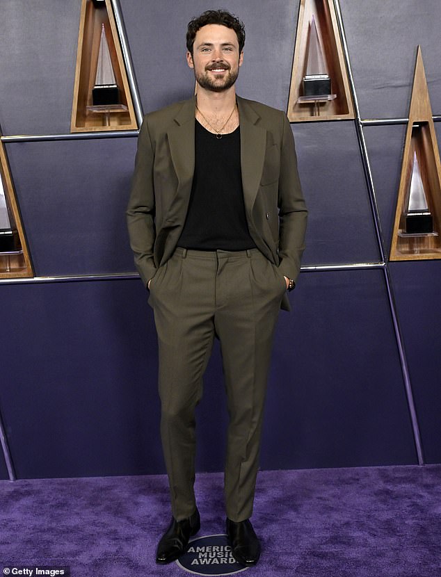Dylan Efron was also seen on the red carpet in an olive green suit which was paired with a plain black shirt and black shoes