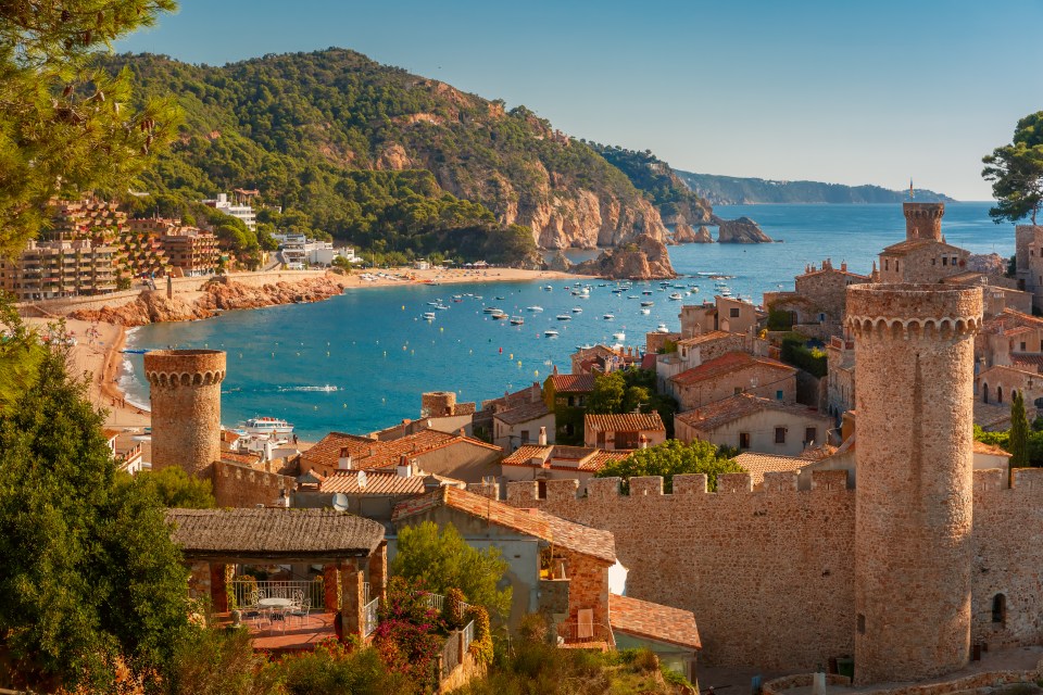 Aerial view of Fortress Vila Vella in Tossa de Mar, Spain.