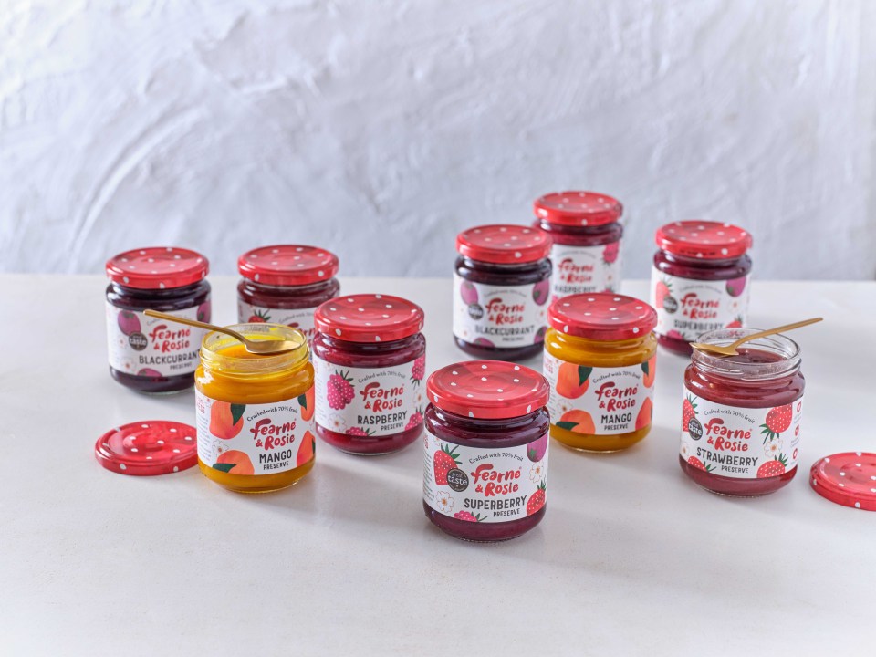 Several jars of Fearne & Rosie preserves.