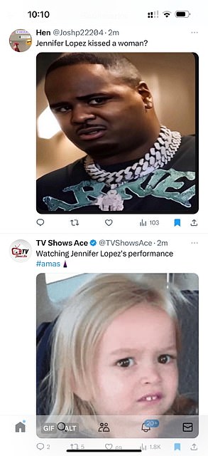 People quickly took to social media to discuss the act, which saw Lopez don a skintight nude catsuit with black patches and jewels