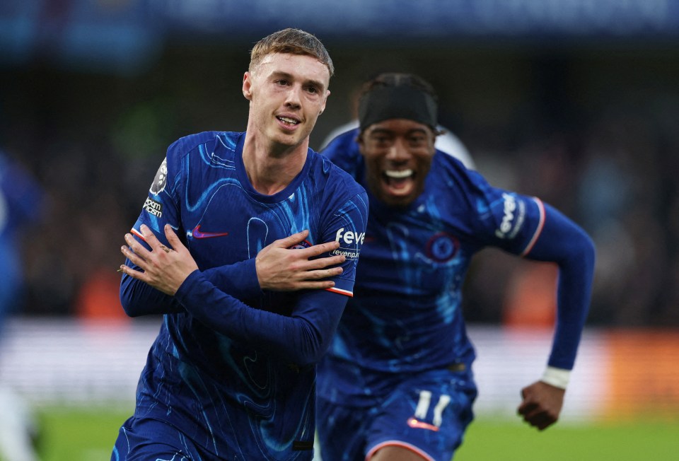 Cole Palmer of Chelsea celebrates a goal.
