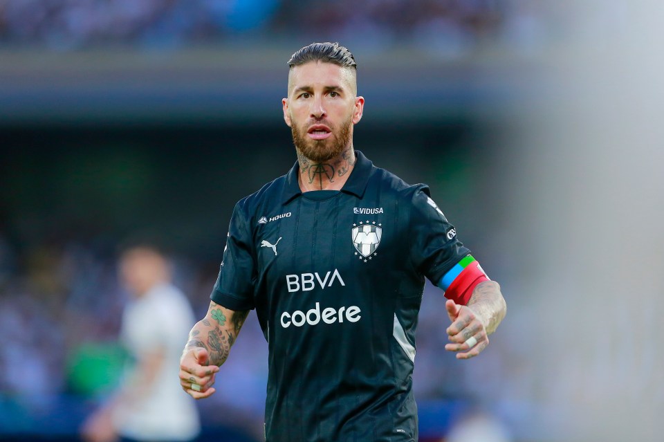 Sergio Ramos of Monterrey during a soccer match.