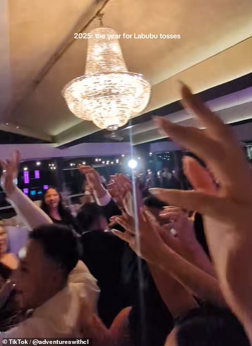The crowd at the Australian wedding went wild as they had the chance of winning a Labubu toy
