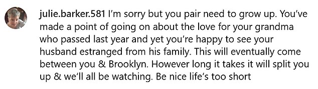 Fans were disappointed at the couple's 'immature' posts, with one penning: 'I'm sorry but you pair need to grow up