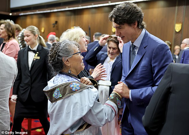 Former Prime Minister of Canada Justin Trudeau arrives ahead of an appearance by King Charles III and Queen Camilla at the Senate Chamber for the State Opening of Parliament
