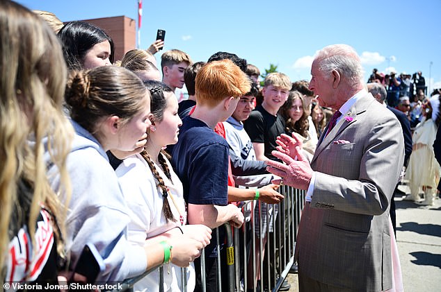 King Charles lll meeting with school children at the Airport in Ottawa