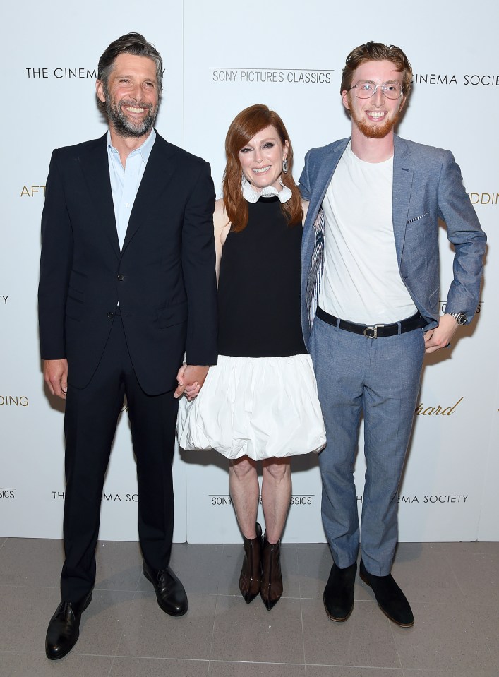 Julianne Moore with her husband and son at the "After the Wedding" New York screening.