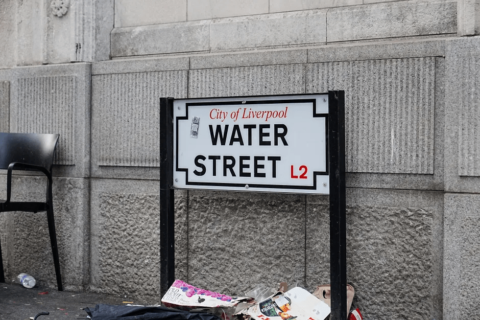 Water Street, Liverpool L2 street sign.