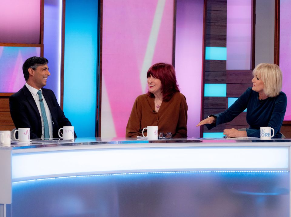 Rishi Sunak, Prime Minister, with Janet Street-Porter and Jane Moore on the Loose Women TV show.