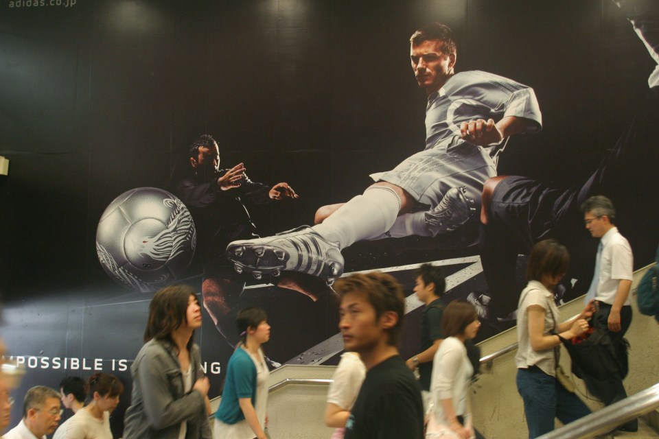 David Beckham in an Adidas advertisement in Tokyo.
