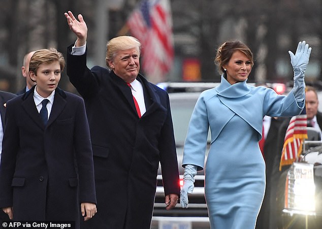 Barron Trump with his parents at Donald Trump's first inauguration