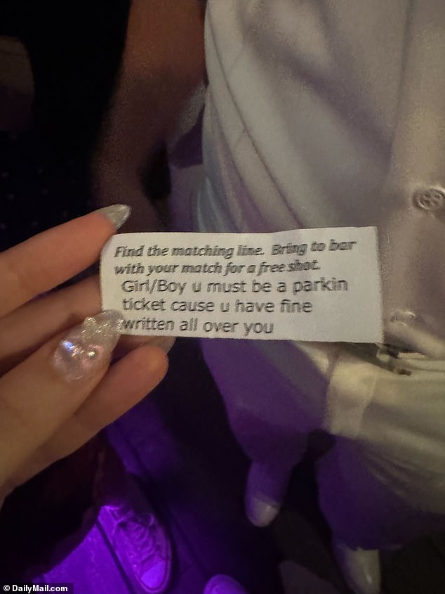 Guests are given pickup lines to recite. If someone else has the same line, you take a shot together