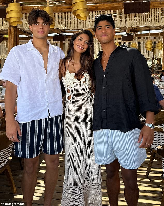 Pia then made the life-changing decision to relocate from her home in Bondi to Los Angeles, where Patrick lives and works, that same September, travelling abroad with her two sons Isaiah, 21, and Lennox, 18 (pictured)