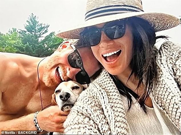 Meghan and Harry are pictured together at Frogmore Cottage in a picture which was shared in their Netflix docuseries