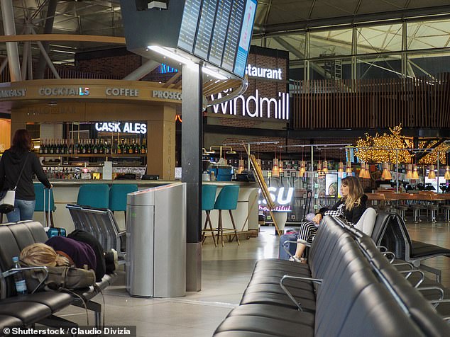Pictured: The Windmill, London Stansted, where punters can enjoy a pint for just £5.20