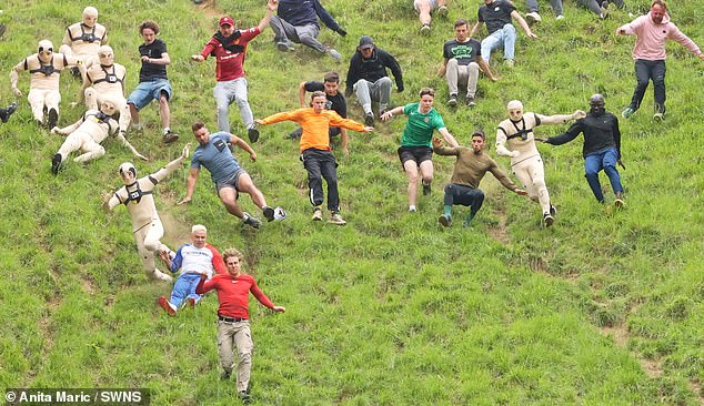 There was carnage on the course as racers hurtled after the 3kg Double Gloucester