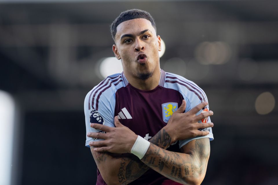 Aston Villa player celebrating a goal.