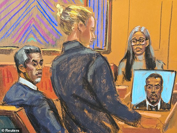 Regina Ventura, the mother of alleged victim Casandra "Cassie" Ventura, testifies at Sean "Diddy" Combs' sex trafficking trial in New York City, New York, U.S., May 20, 2025 in this courtroom sketch. REUTERS/Jane Rosenberg