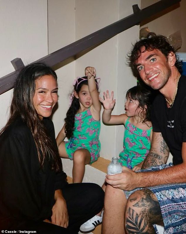 Ventura is pictured with her family earlier this year when she announced her pregnancy