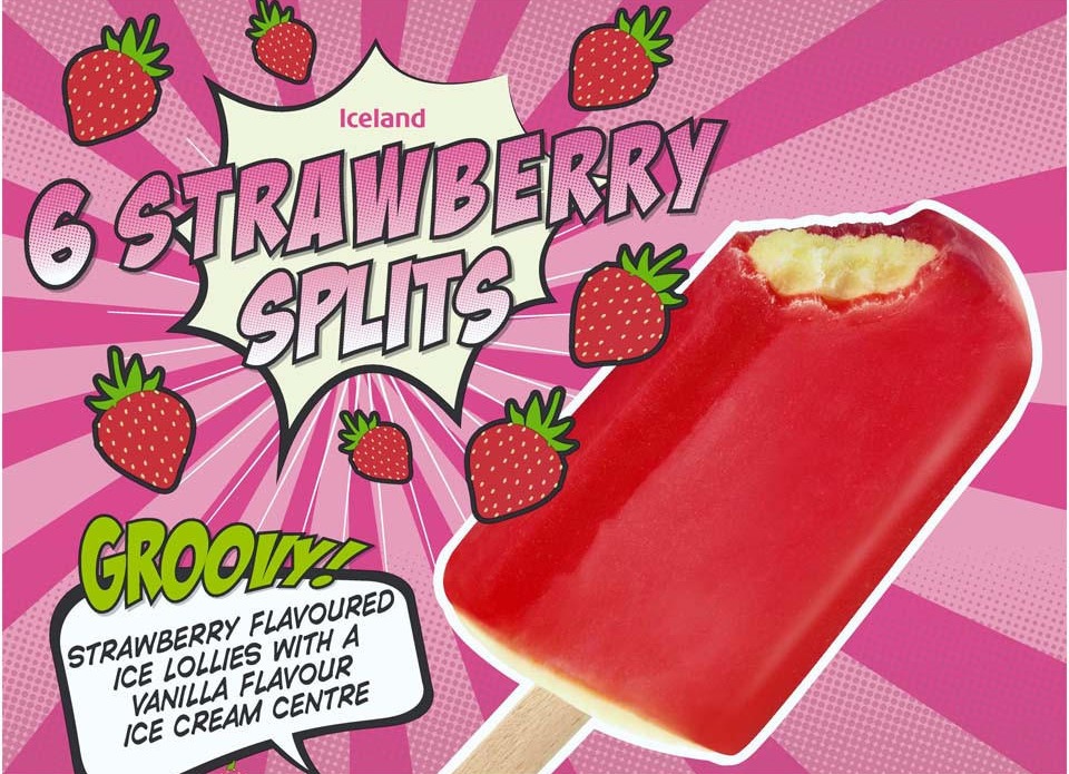 Illustration of Iceland's 6 Strawberry Splits ice cream bars.