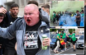 Chelsea & Real Betis fans CLASH in Poland launching bottles & smoke grenades