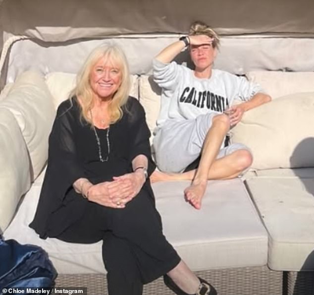 As a result, she worked alongside her personal trainer daughter Chloe Madeley, 34, to make better life style choices which kept the pounds off (pictured with Chloe last week)