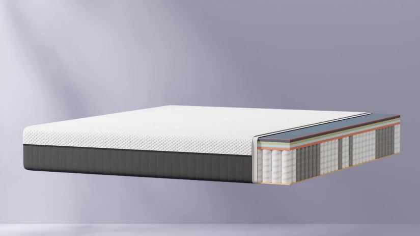 Illustration of Emma Hybrid Thermosynch mattress cutaway showing its layers.