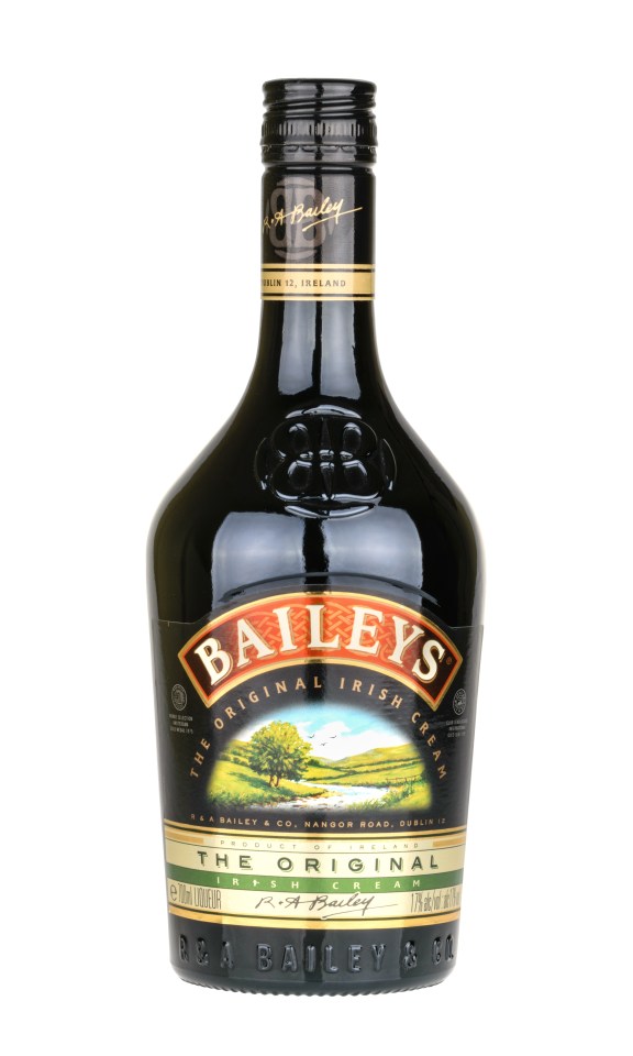 Bottle of Baileys Irish Cream liqueur.