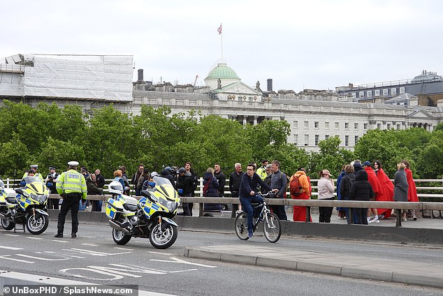 Met Police officers quickly arrived at Waterloo Bridge where filming had to be temporarily halted