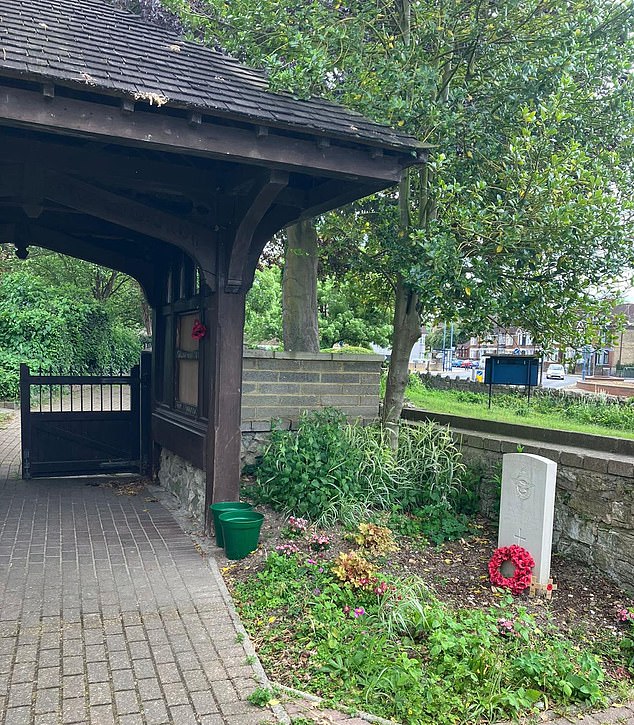 The grave of a local soldier which was installed around three months ago whose name was on one of the plaques