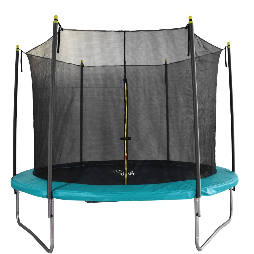 Round trampoline with safety net.