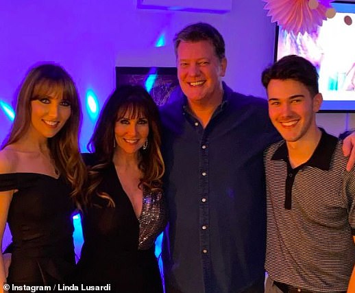 Linda Lusardi with daughter Lucy, husband Sam Kane, and son Jack