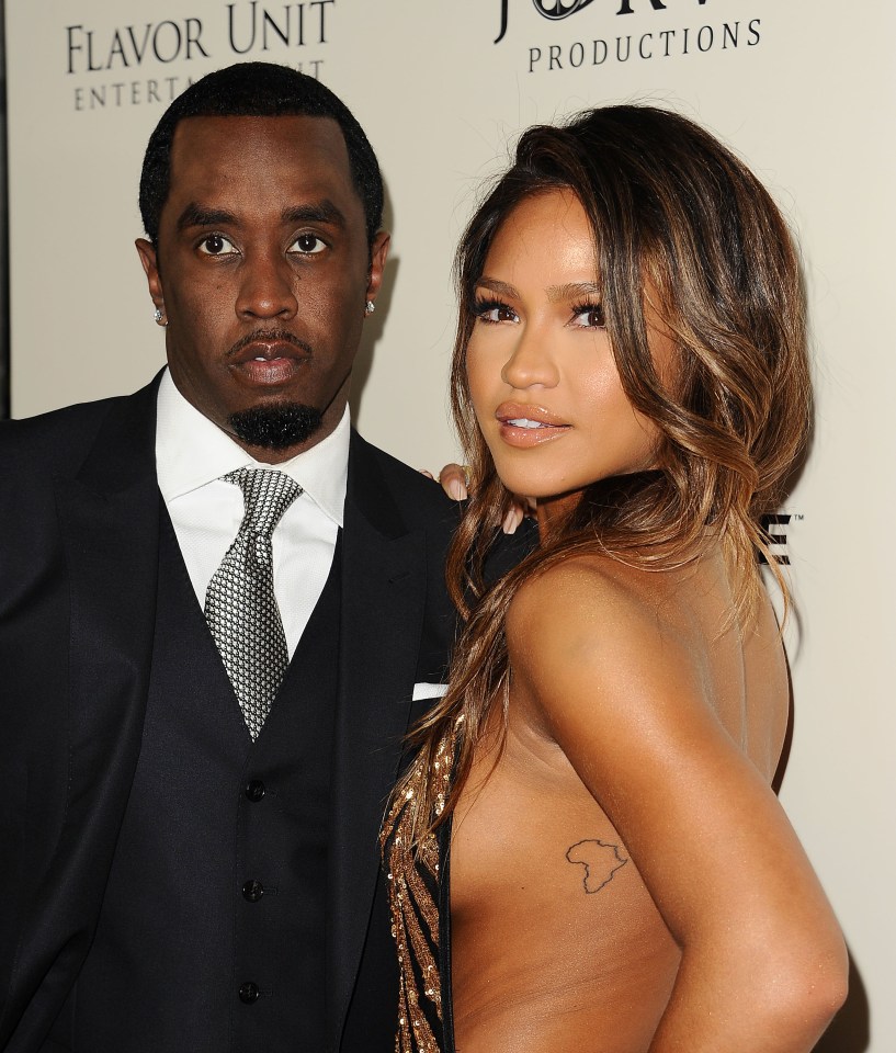 Sean Combs and Cassie Ventura at a film premiere.