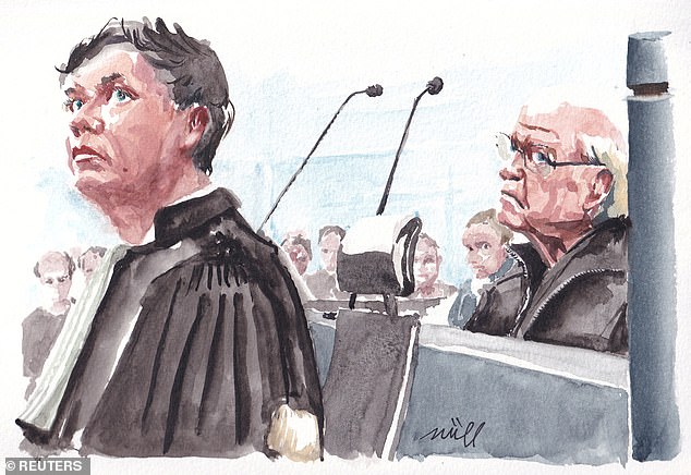 Le Scouarnec admitted he was already consumed by 'dark impulses' at the time, and a young relative on his wife's side of the family was 'the trigger'. Pictured: Maxime Tessier, lawyer of Le Scouarnec and Le Scouarnec