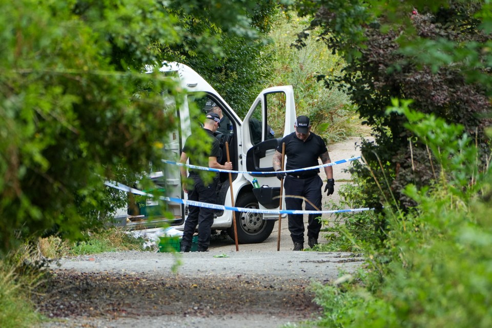 Police officers at a crime scene.