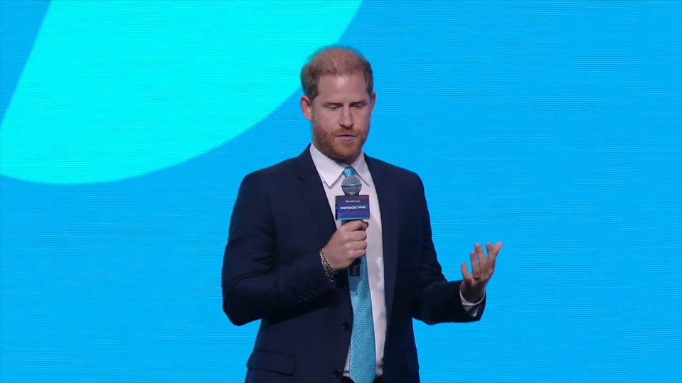 Prince Harry speaking at a conference.
