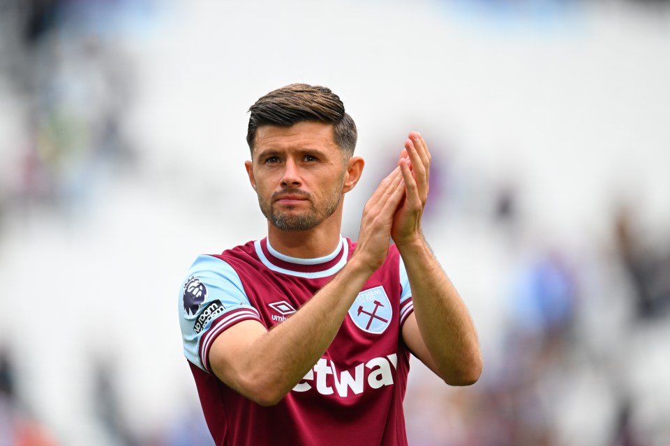 Aaron Cresswell of West Ham United applauding.