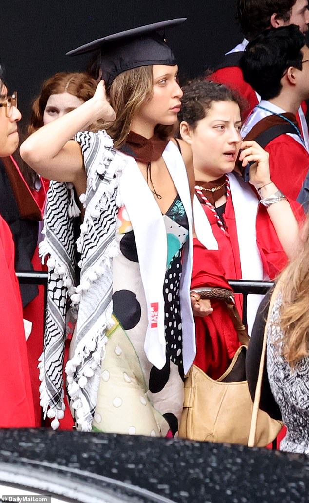 At the graduation ceremony in Brooklyn on May 16, Aydan celebrated with classmates and was seen posing for photographs