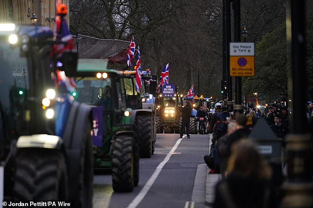 The tax grab has seen farmers hold a series of protests including in Parliament Square