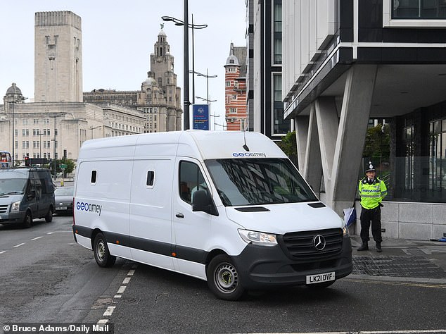 Doyle is pictured arriving at Liverpool Magistrates' Court on Friday morning for his first hearing